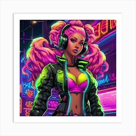 Neon Girl, Cyberpunk, Cyberpunk Art, Cyberpunk Art Art Print