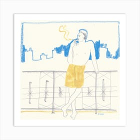 Looking Out At The City In The Early Morning Square Art Print