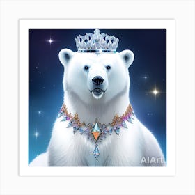 Polar Bear With Tiara Art Print