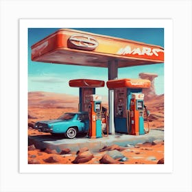 Gas Station on Mars Art Print