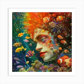 Woman Under The Sea Art Print