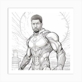 Black Defender Coloring Page Art Print