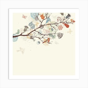 Birds On A Branch Art Print