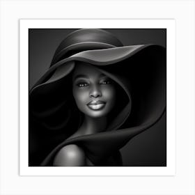 Black Woman In A Hat 8 Art Print