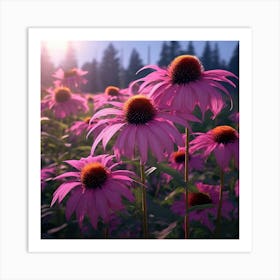 Echinacea Is Easily Identifiable With Its Pink Ish Purple Petals And Large Rust Colored Centers Art Print