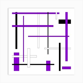 Abstract Purple And Black Lines Art Print