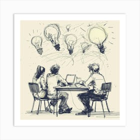 A Team Brainstorming Hand Drawn Sketch Illustrat 1718665853 2 Art Print