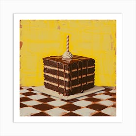 Chocolate Yellow Checkerboard 1 Art Print