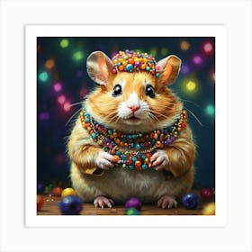 Hamster Mardi Gras Art Print