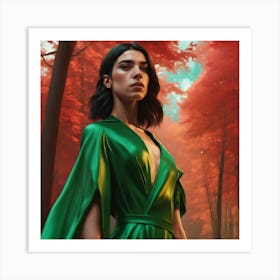 Woman In A Green Dress Art Print