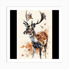 Deer Watercolor Painting Art Print