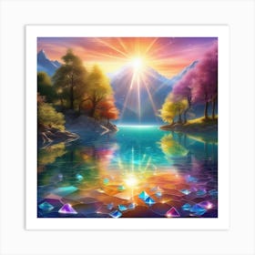 Rainbow Over A Lake 3 Art Print