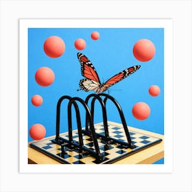 Butterfly On A Chess Board 1 Art Print