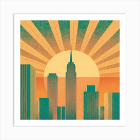 Sunrise Over New York City Skyline Art Print