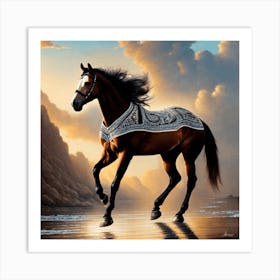 Horse On The Beach Art Print