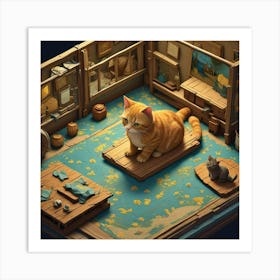 Cat In A Room 1 Art Print