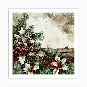 Christmas Holly Art Print