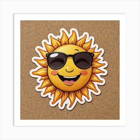 Sticker Of Happy Sun With Sunglasses 910314444 Art Print