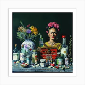 Frida Kahlo With Medications Still Life 2 Art Print