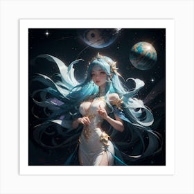 Anime Girl In Space 1 Art Print