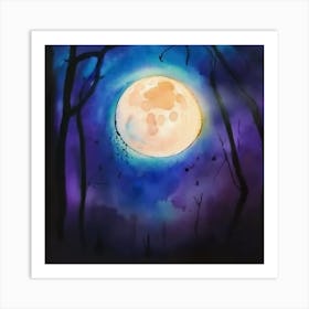 Full Moon In The Forest 3 Art Print