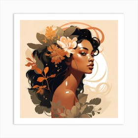 Black Woman With Flowers 4 Art Print