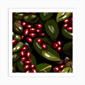 Seamless Pattern With Coffee Beans Art Print