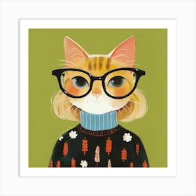 Cat In Glasses Art Print