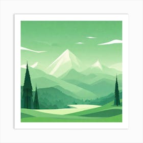 Misty mountains background in green tone 121 Art Print