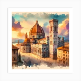 Watercolor Of Florence Art Print