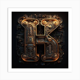 Letter K Steampunk Letter Art Print