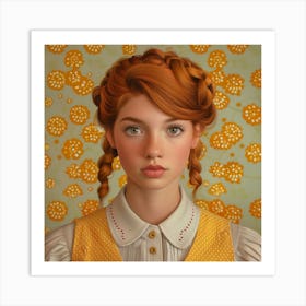 Portrait Of A Girl With Red Hair Art Print