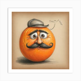 Orange With Mustache 14 Art Print