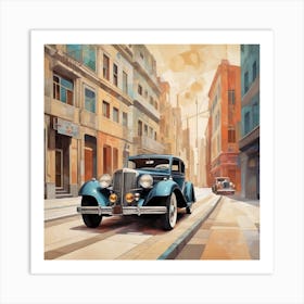 Old Cars On The Street Art Print