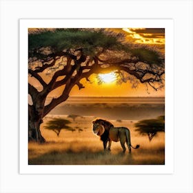 Lion At Sunset 5 Art Print