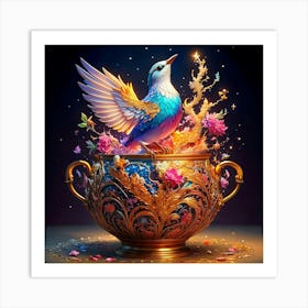 Firefly Baroque, Colorful, Paint, Pot, Infinite, Bright, Colors, Flow, Iridescent, Bird, Magic, Eyes (10) Art Print