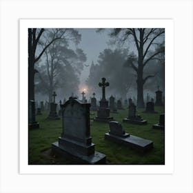 Cemetery At Night 2 Art Print