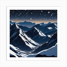 Mountain Landscape At Night Art Print