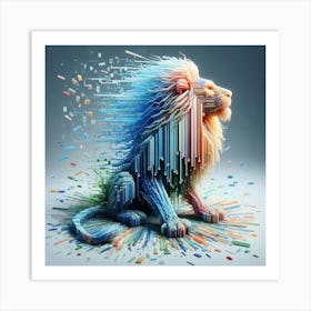 Lion In 3d Art Print