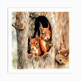 Red Squirrels Art Print