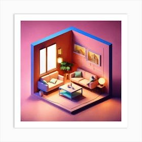 3d Rendering Of A Living Room Art Print