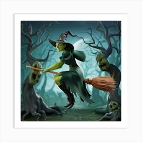 A 3d Render Of A Wicked Witch Flying On Oqbw6v 1qnmxhvt8gppfkw Lxav1wbirn242fiwp0nnmq Art Print