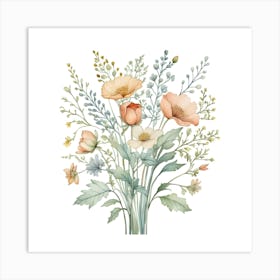 Watercolor Flowers In A Vase 7 Art Print