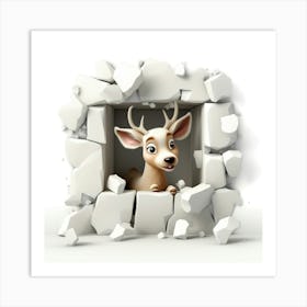 Deer In A Wall Art Print