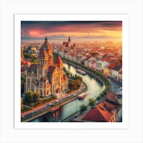 Sunset In Budapest Art Print