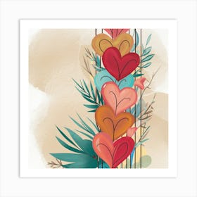 Hearts On A Branch Art Print