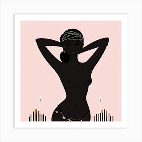Sexy Woman With Candles Art Print
