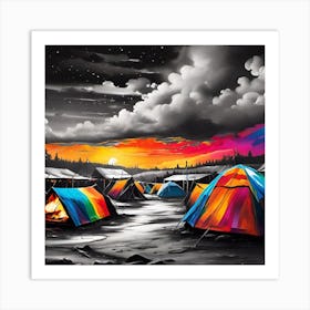 Tents At Sunset 1 Art Print