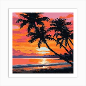 Sunset Palm Trees Art Print