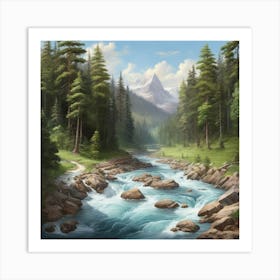 'River In The Mountains' Art Print